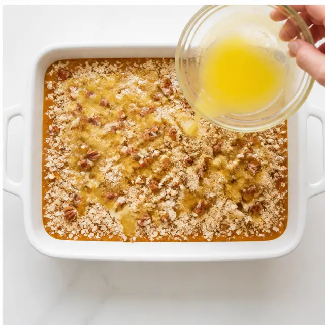 Step 4: Drizzle melted butter and bake until golden