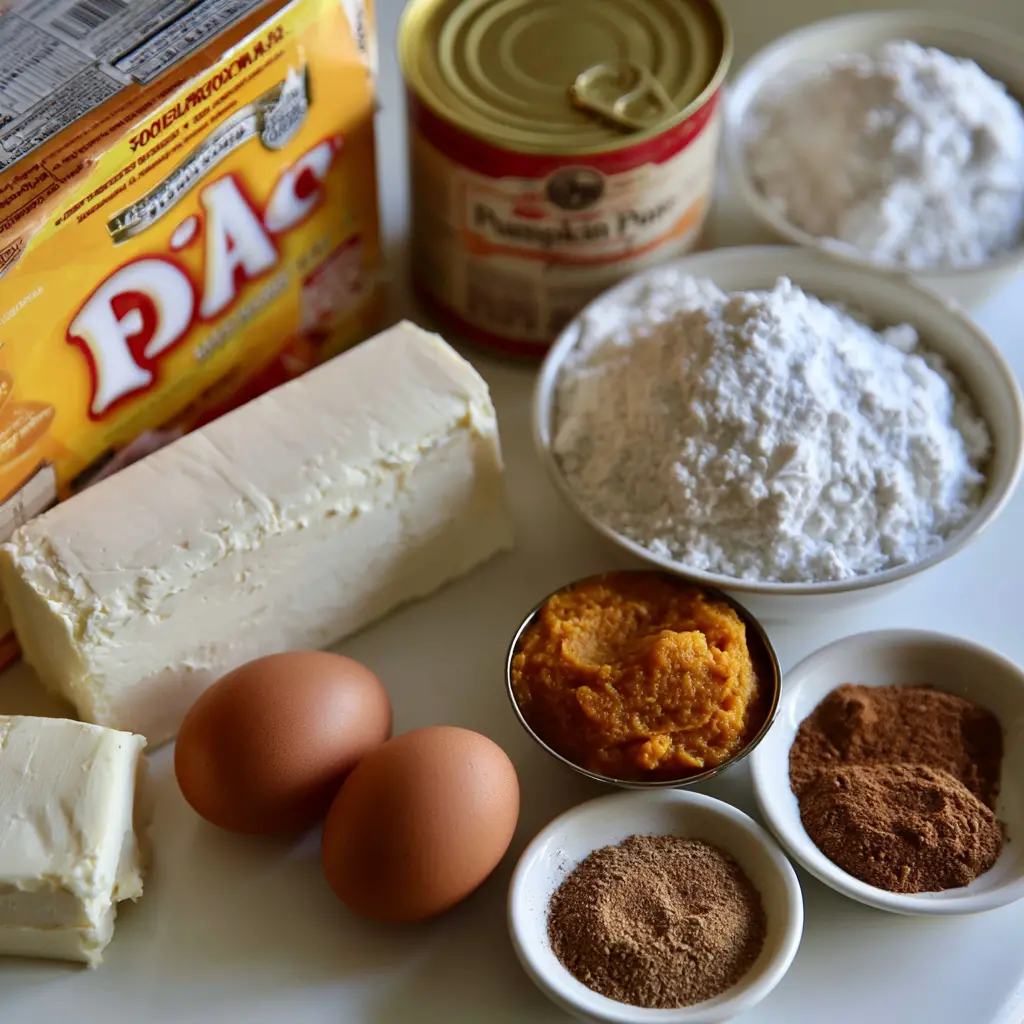 pumpkin gooey butter cake - main ingredients