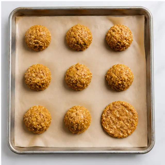 Scooping chilled dough onto prepared baking sheet with parchment