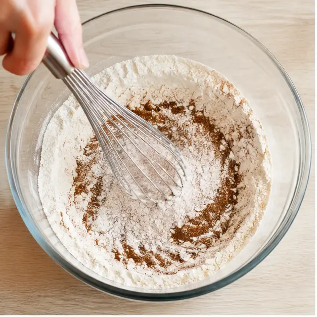 Whisking the dry flour and spice mixture
