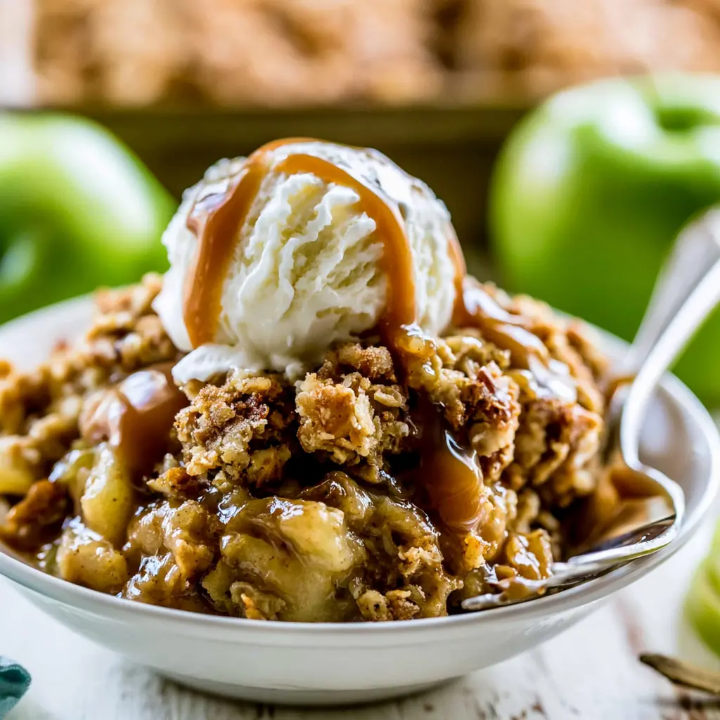 salted caramel apple crisp - final presentation