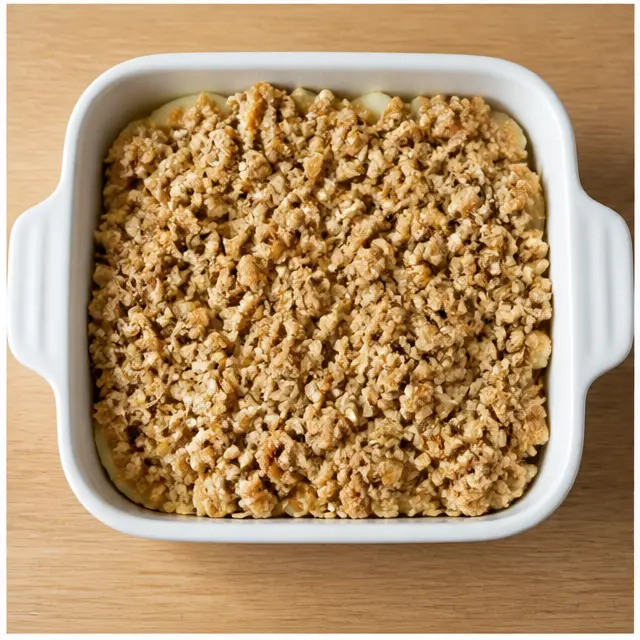 Step 3: Assemble the crisp with crumble over the apples