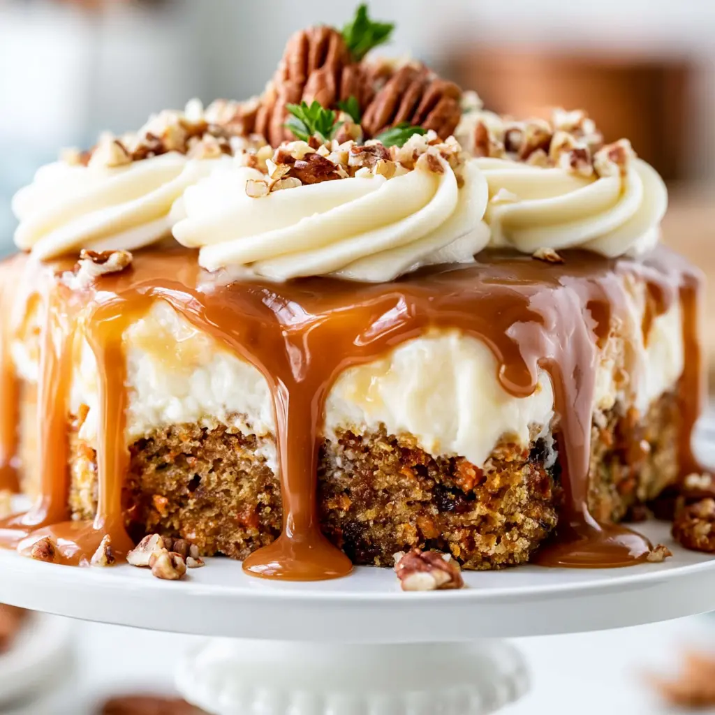 salted caramel carrot cake - final presentation