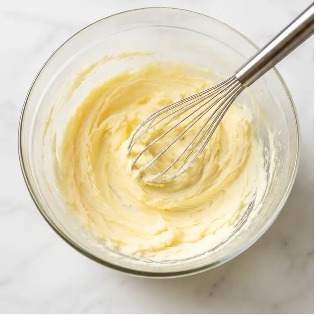 Beat softened butter and granulated sugar until creamy