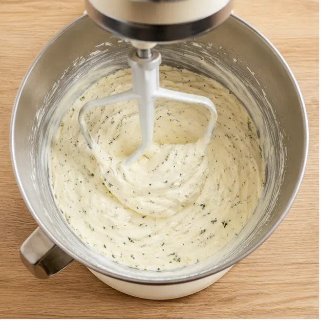 Step 1: Beat cream cheese, yogurt, cheeses, garlic, salt, and pepper until smooth.