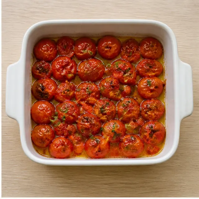Roasting cherry tomatoes until they burst