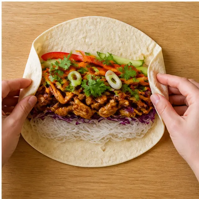 Step 4: Assemble and roll the tortilla wrap