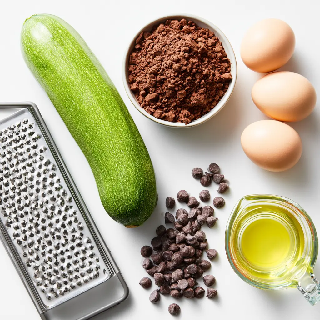 zucchini brownies - main ingredients