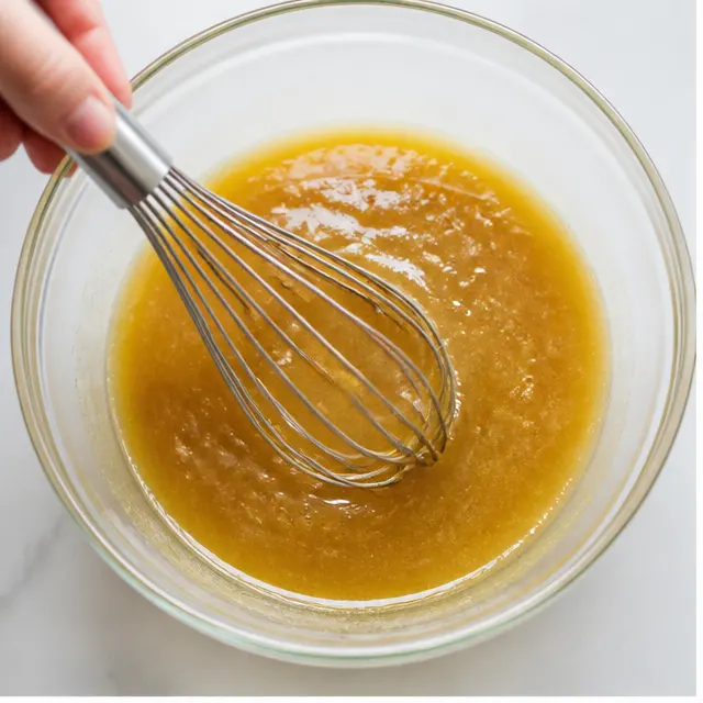 Whisk avocado oil, sugar, and eggs until glossy