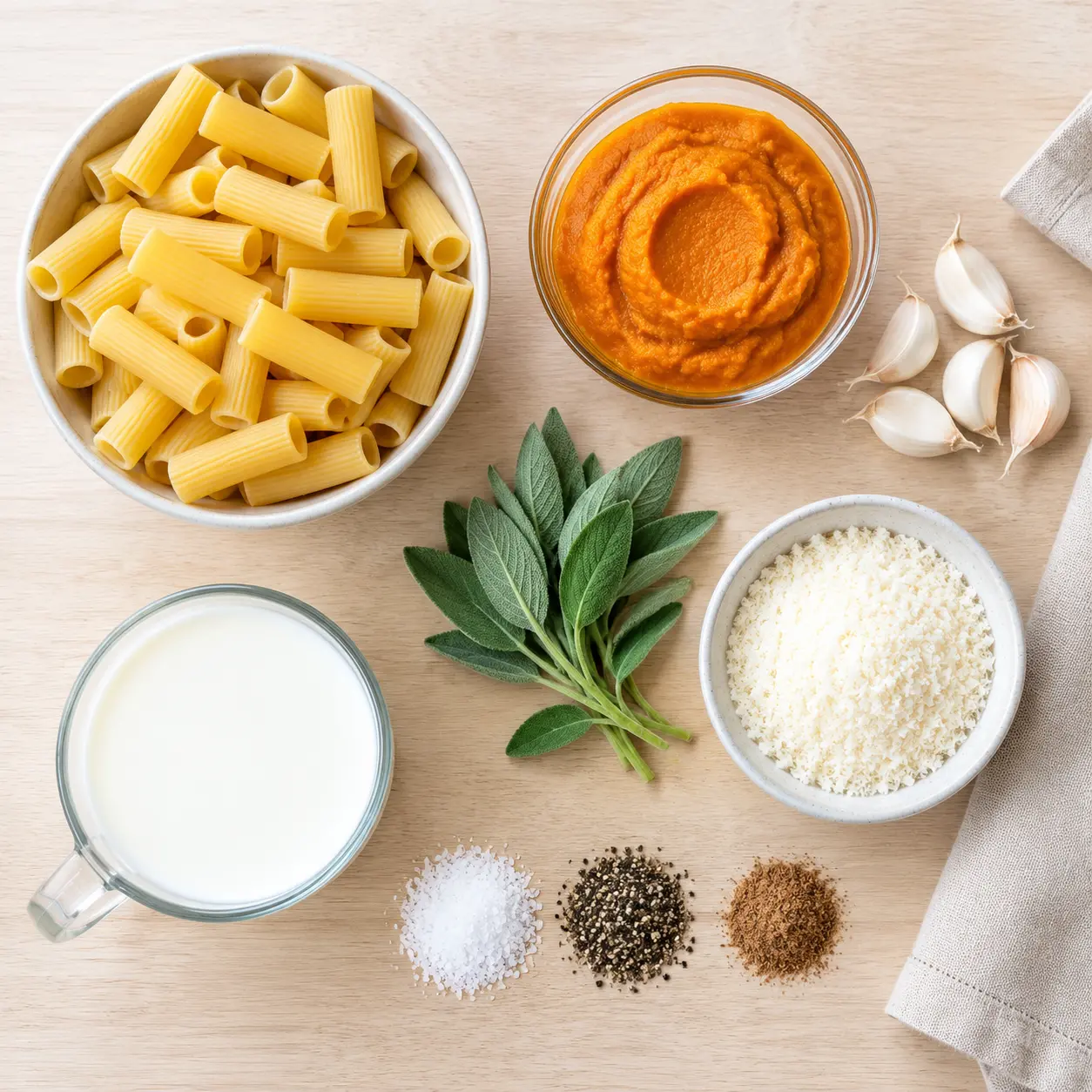creamy pumpkin pasta - main ingredients