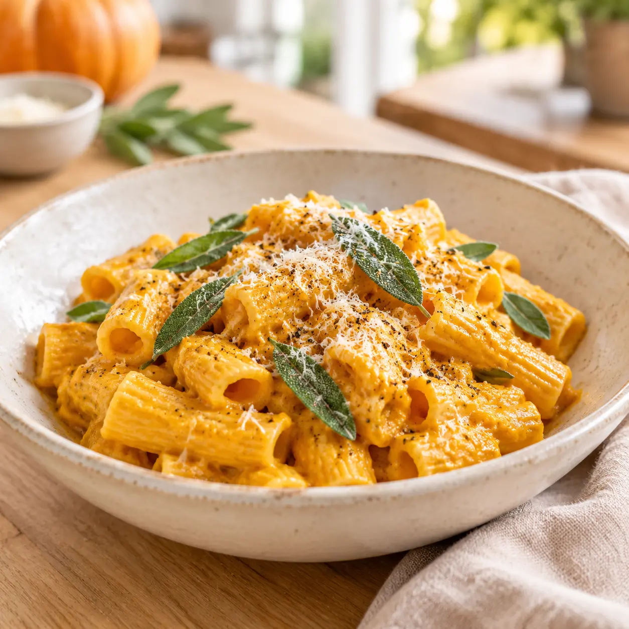 creamy pumpkin pasta - final presentation
