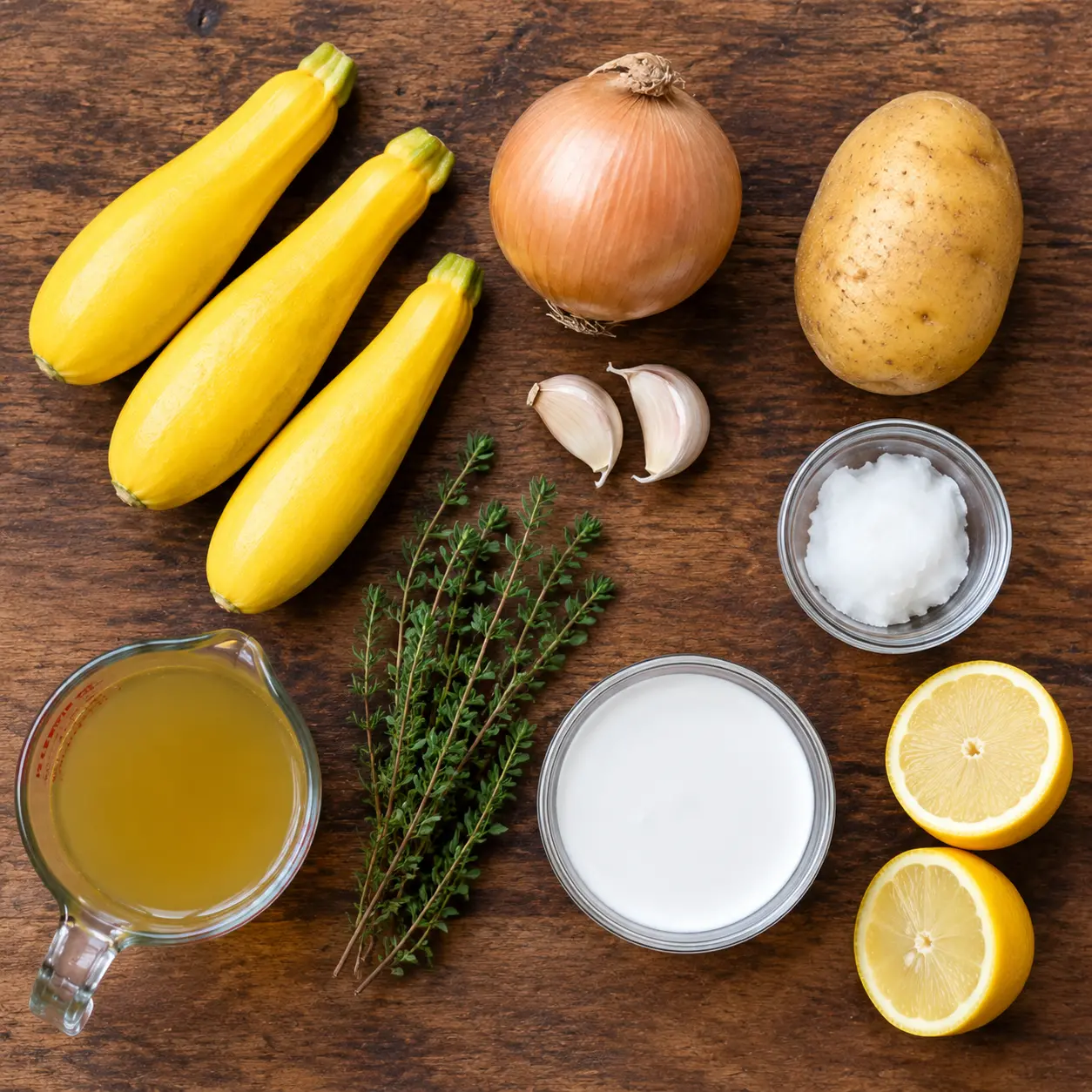 creamy yellow squash soup - main ingredients