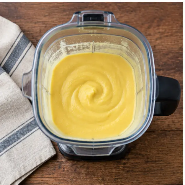 Step 3: Pale golden puree blending in a vented blender pitcher