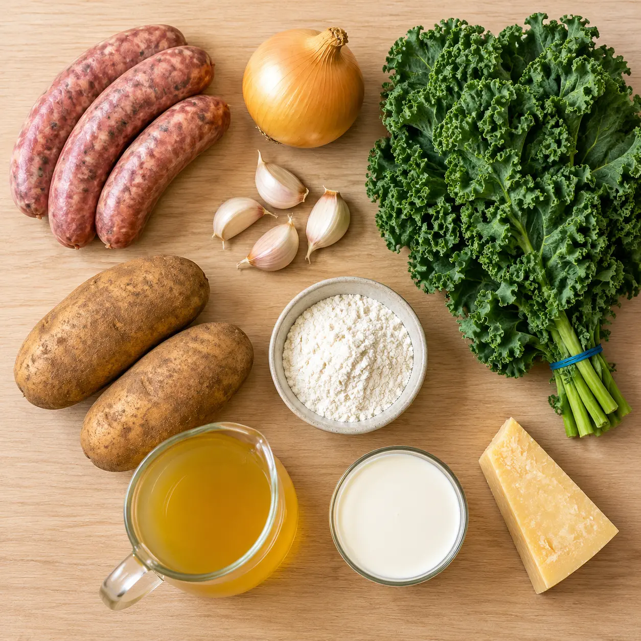 creamy zuppa toscana - main ingredients