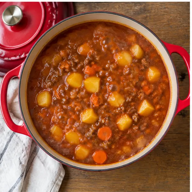 Step 3: Cover and simmer until the cubed Yukon Gold potatoes are just about fork tender, about 15 minutes