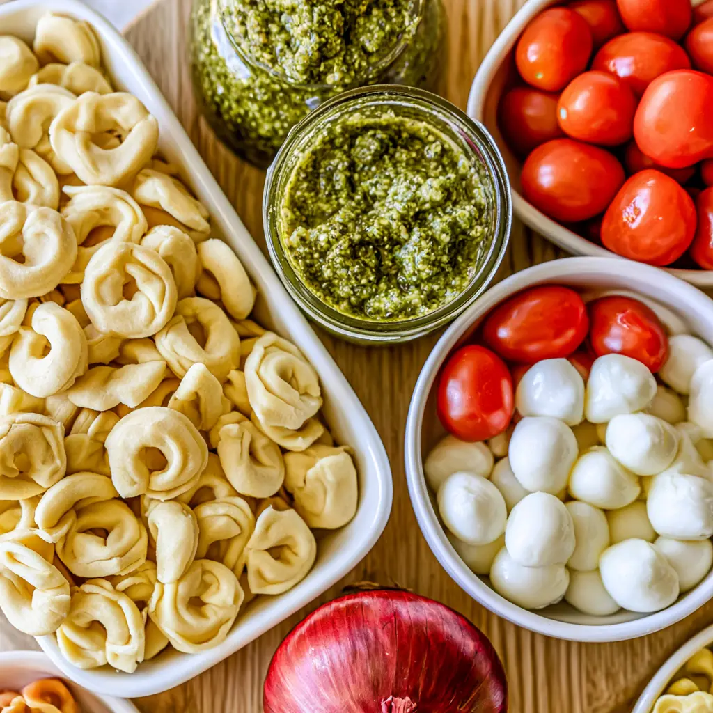tortellini pasta salad - main ingredients