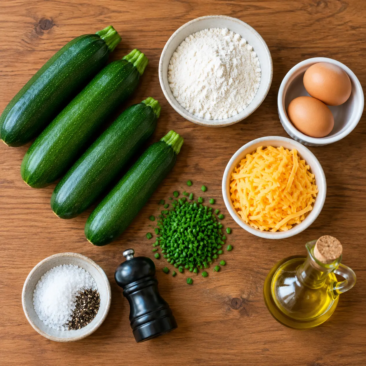 zucchini fritters - main ingredients